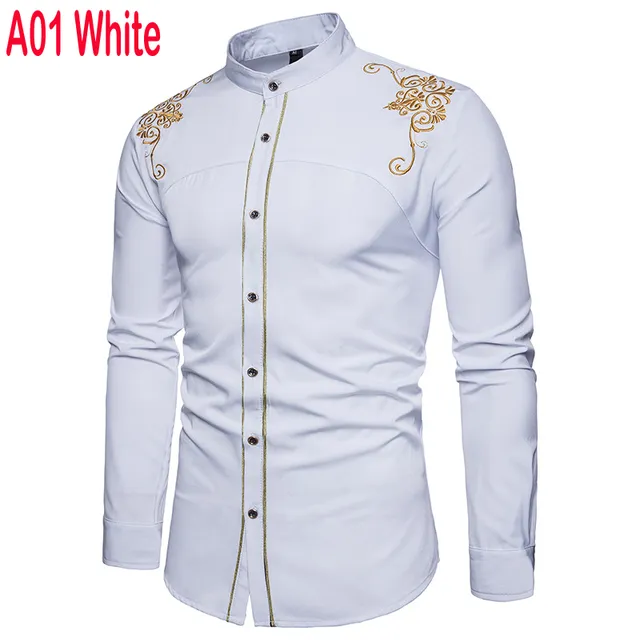 2022 Embroidery Men Casual Long Sleeve Shirts