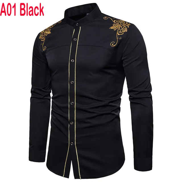 2022 Embroidery Men Casual Long Sleeve Shirts