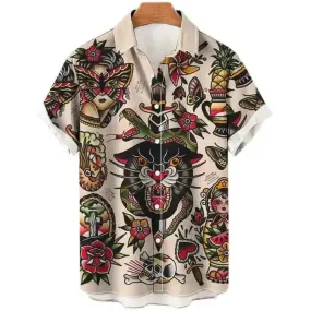 3D Tiger Graphic Animal Elements Print Shirts Short Sleeve