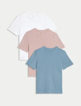 3pk Pure Cotton Crew Neck T-Shirts