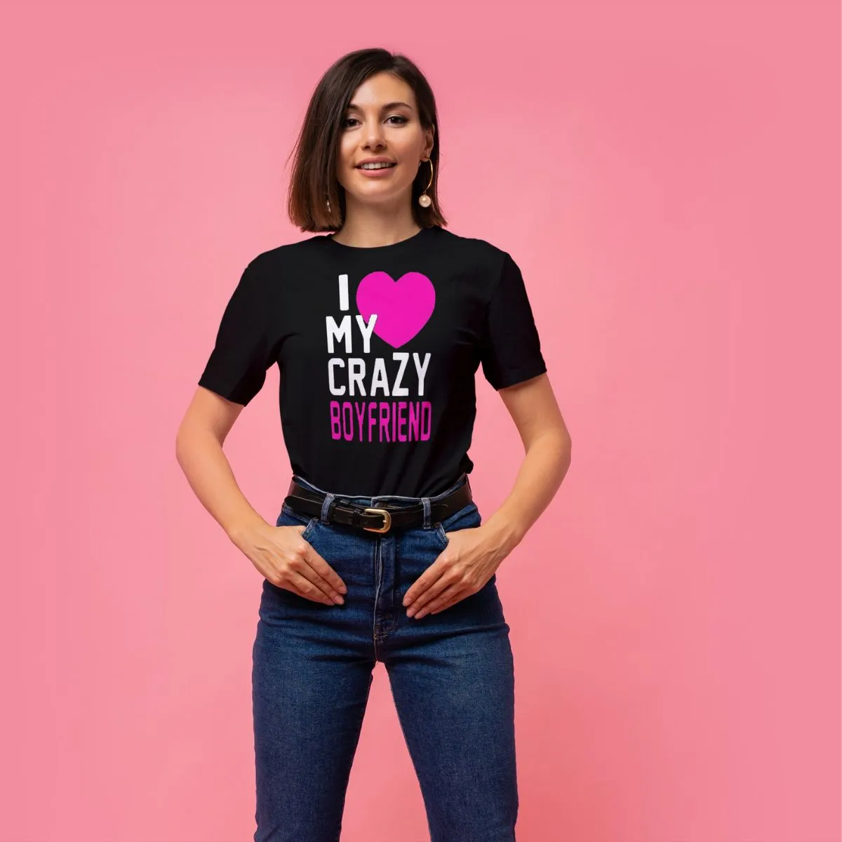 AFONiE I Love My Crazy Boyfriend Women T-shirt