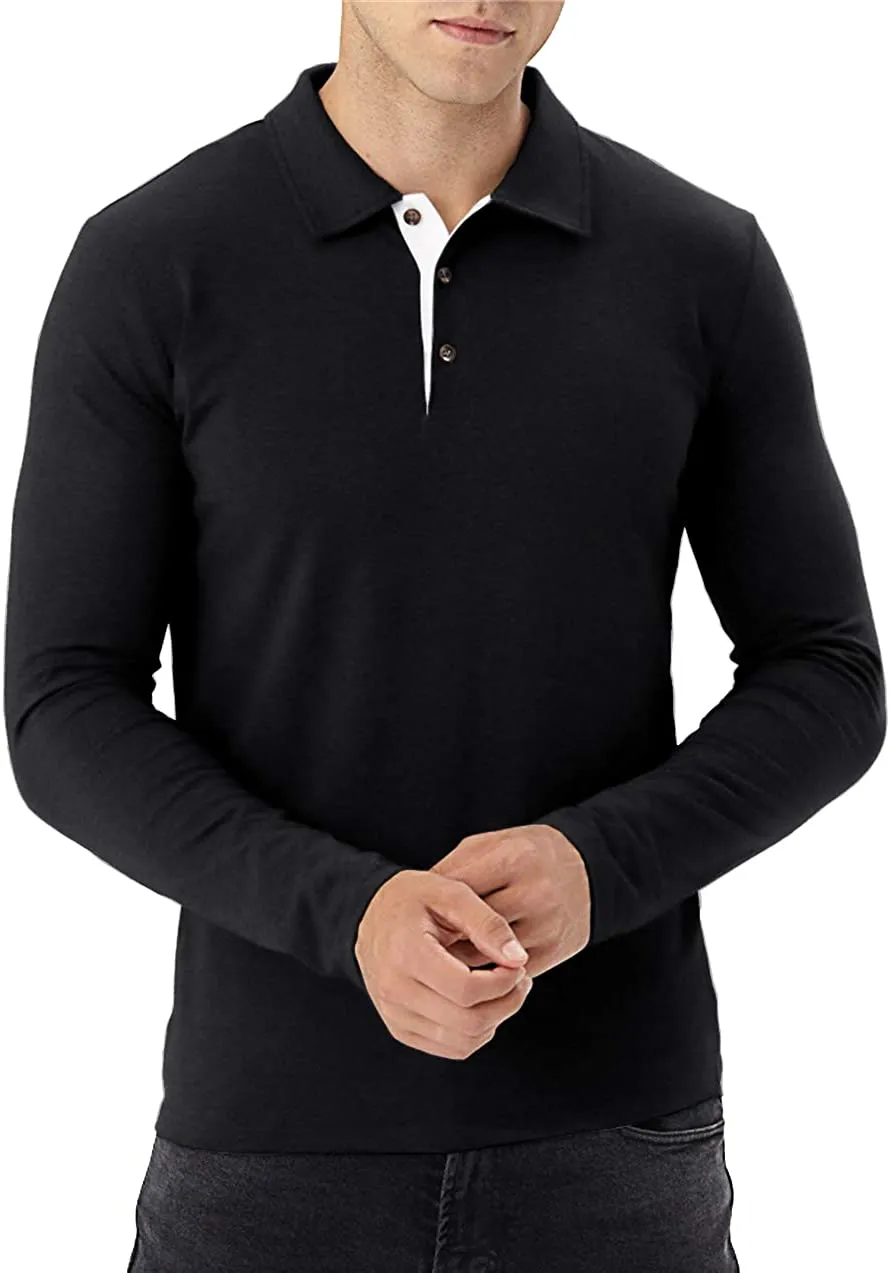 Aiyino Men's Short/Long Sleeve Polo Shirts Casual Slim Fit Basic Designed Cotton Shirts