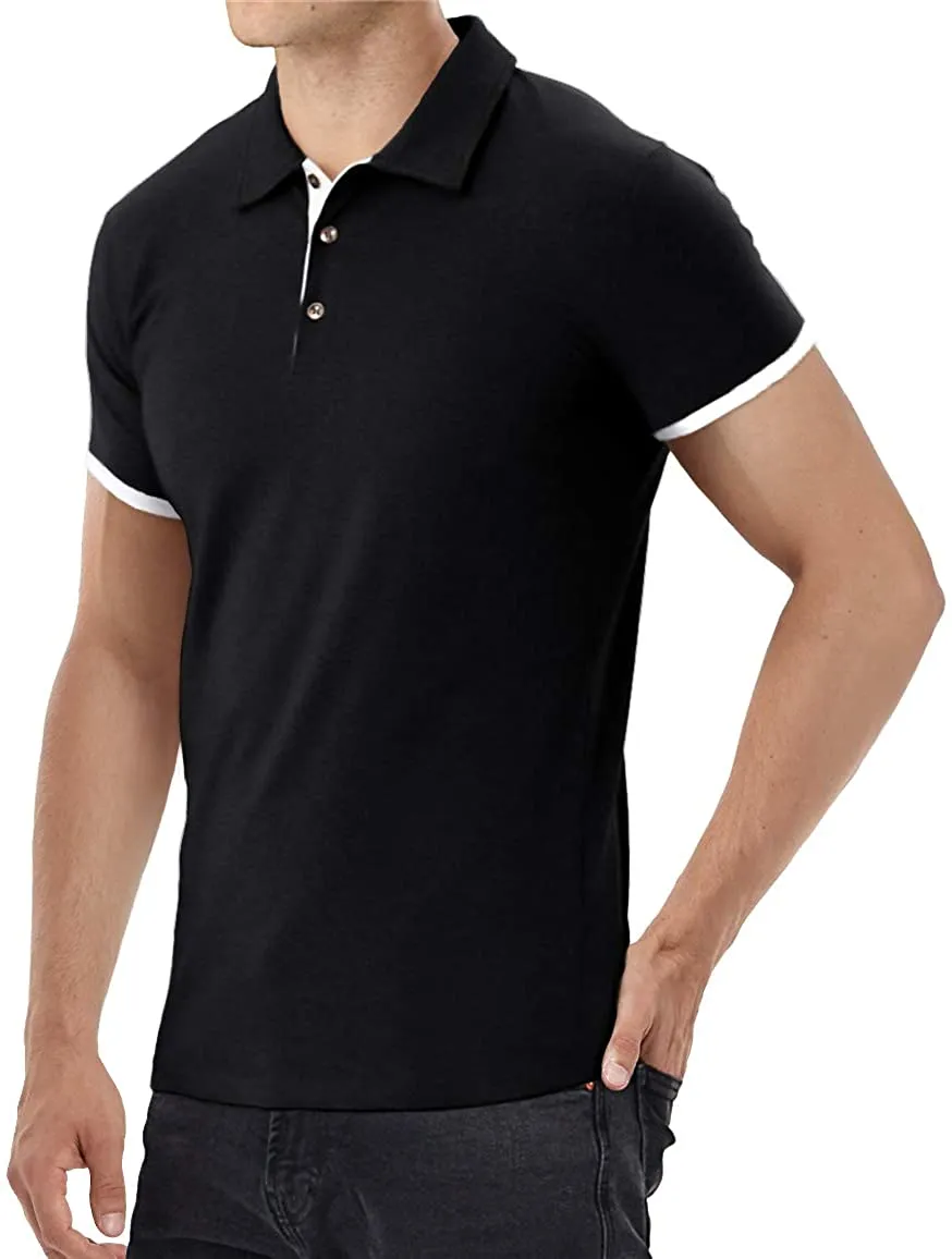 Aiyino Men's Short/Long Sleeve Polo Shirts Casual Slim Fit Basic Designed Cotton Shirts