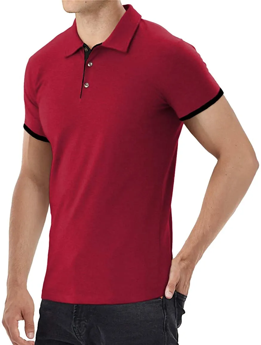 Aiyino Men's Short/Long Sleeve Polo Shirts Casual Slim Fit Basic Designed Cotton Shirts