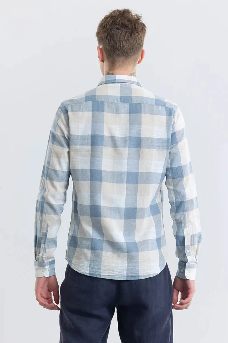 Alessia Light Blue Checks Linen Blend Shirts