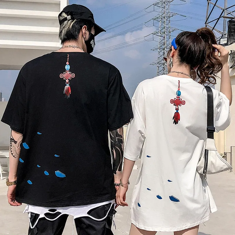 Ancient Girl Chinese Knot Print Men Hip Hop T-Shirts Harajuku Streetwear Summer Tshirt Short Sleeve Cotton Tops Tee