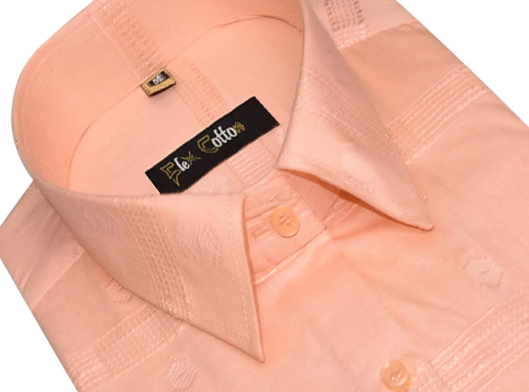 Apricot Orange Color Cotton Embroidery Butta Patta Shirts For Men’s