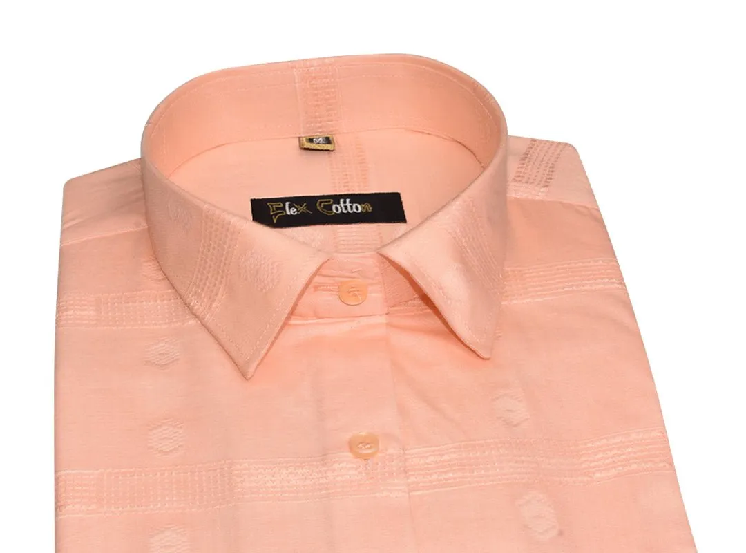 Apricot Orange Color Cotton Embroidery Butta Patta Shirts For Men’s