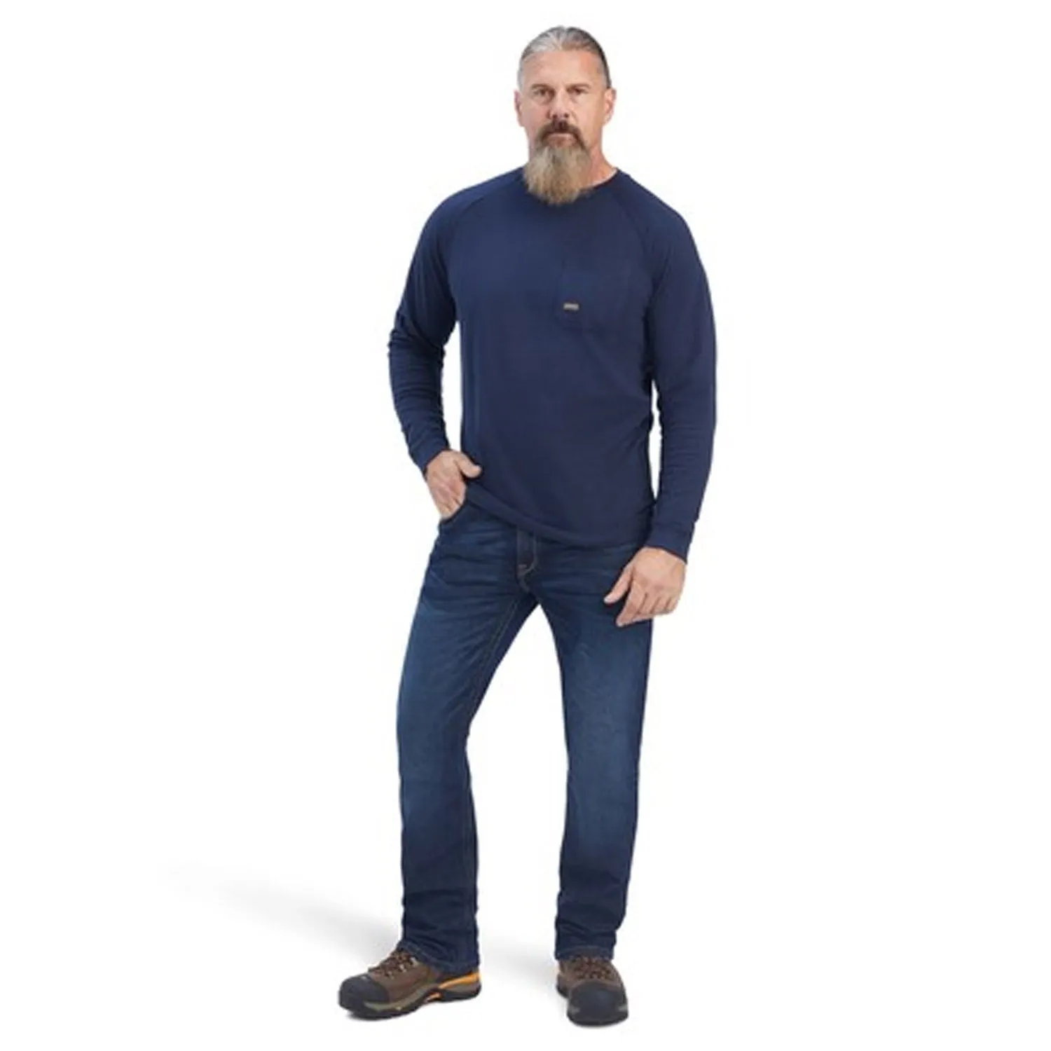 Ariat Men's Rebar Cotton Strong Long Sleeve T-Shirt_Navy