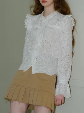 Ashore Boutique Lt Luxury Cotton Lace Ruffle Shirts Tops