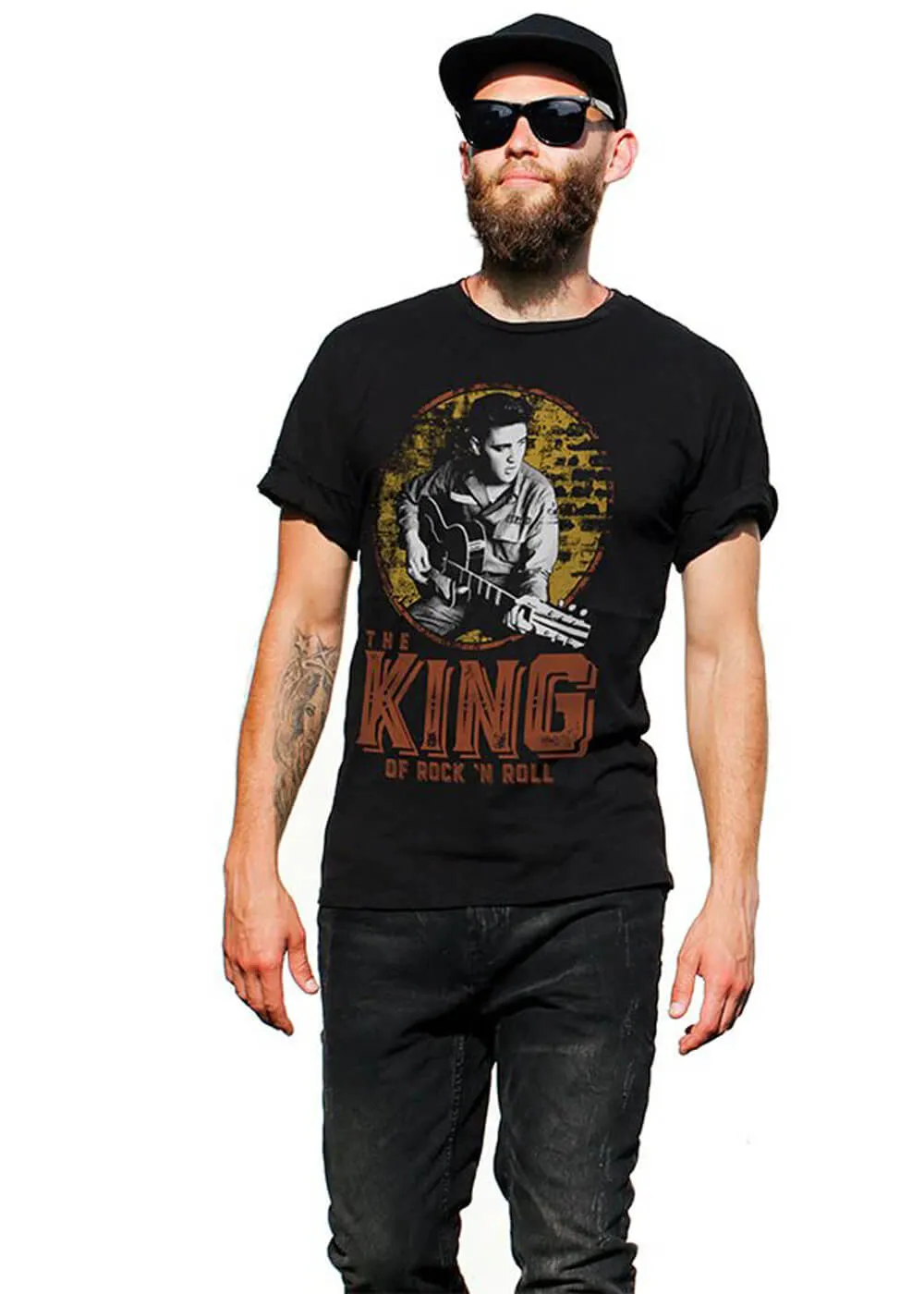 Band Shirts Elvis Presley King Of Rock 'n Roll T-Shirt Black