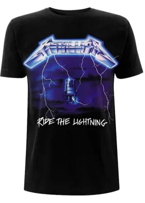 Mens Black Metallica Ride the Lightning Album Tracks Graphic T-Shirt