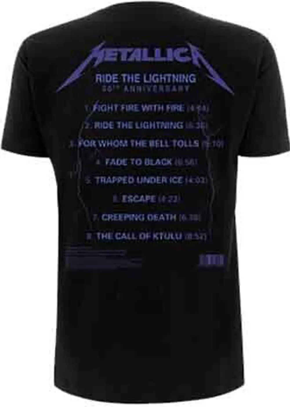 Mens Black Metallica Ride the Lightning Album Tracks Graphic T-Shirt