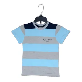 C1443 MCK ZE Sports Wer Grey & Sky Blue Stripes T-Shirts