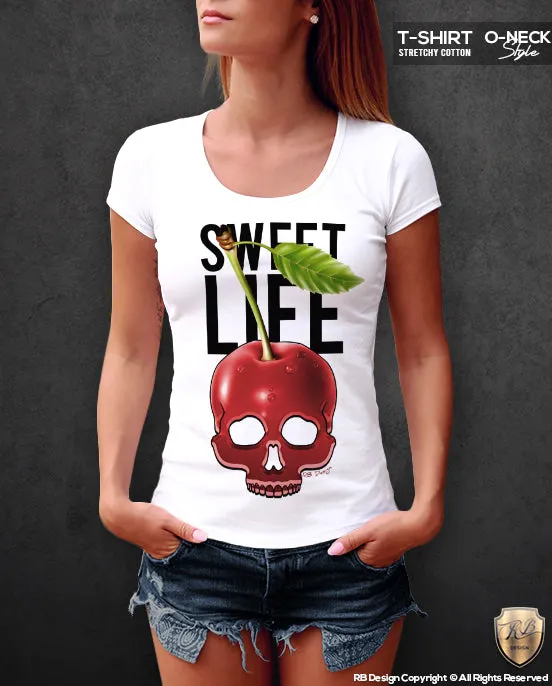 Cherry Skull Womens T-shirt Fun Sweet Life Ladies RB Design  Tank Top WD156