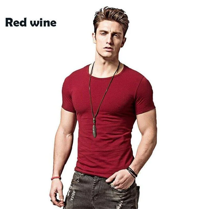 Covrlge 2019 T Shirt Men Short Sleeve Solid Tshirt Mens Fashion Slim Fit T-shirts Casual O-neck TShirts Fitness Clothing Mts2911