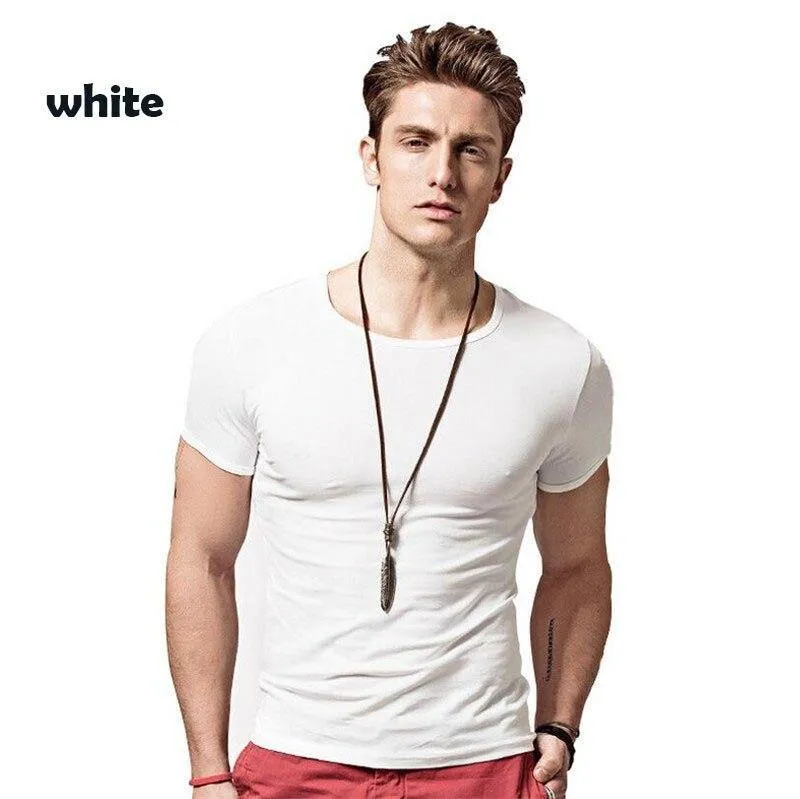 Covrlge 2019 T Shirt Men Short Sleeve Solid Tshirt Mens Fashion Slim Fit T-shirts Casual O-neck TShirts Fitness Clothing Mts2911