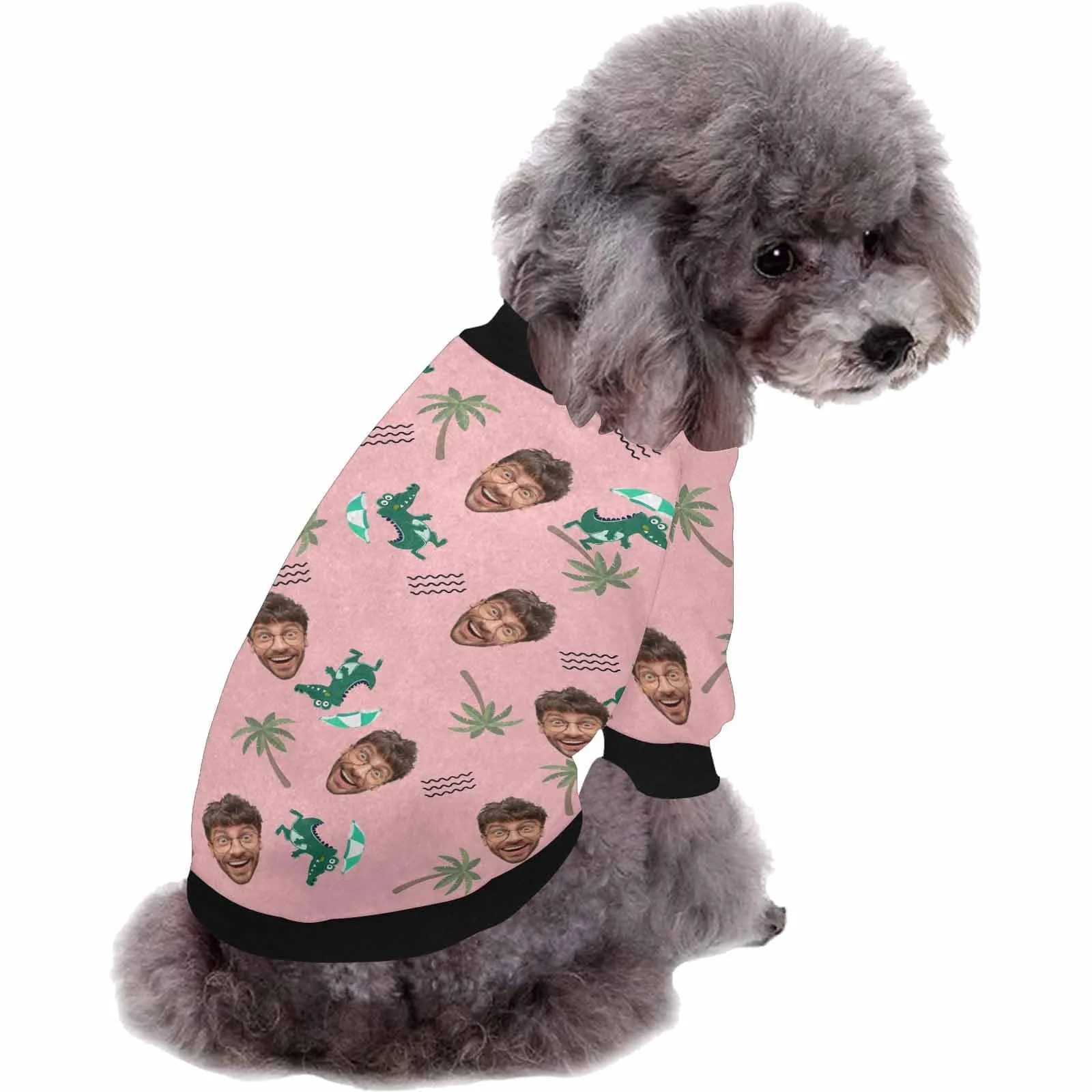 Custom Face Pink Tree Matching Dog and Owner Hawaiian Shirts Custom Pet Shirt Dog Gift