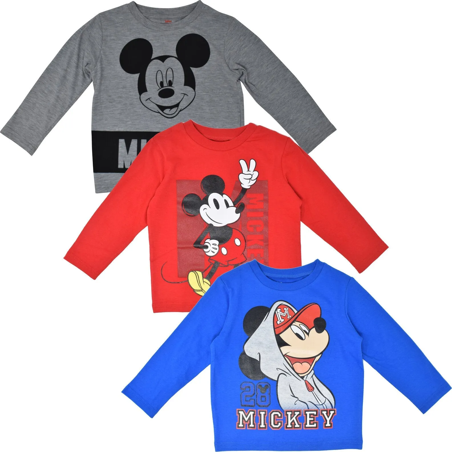 Disney Mickey Mouse 3 Pack Long Sleeve T-Shirts