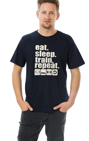 Eat, Sleep Train Repeat Soft Cotton Men T-Shirt