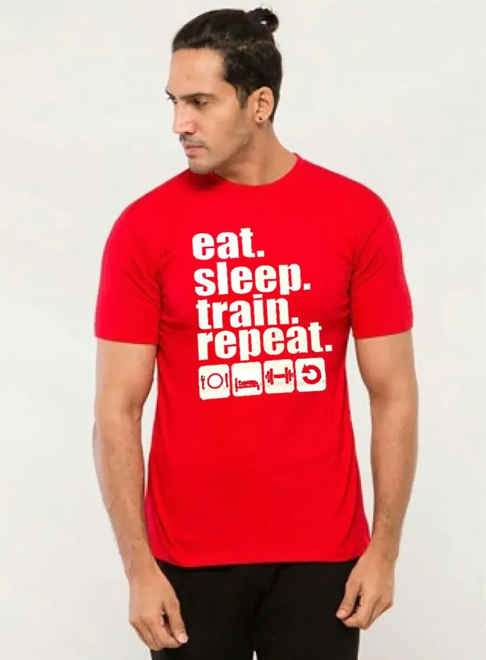 Eat, Sleep Train Repeat Soft Cotton Men T-Shirt