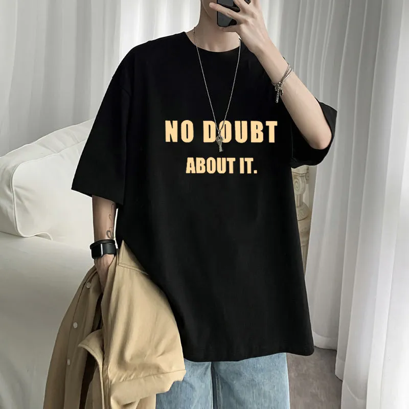 Foesce -100% Cotton Short Sleeve T Shirts Men Trend Loose Couple Clothes Letter Print Hip Hop Harajuku Top Summer Oversized T Shirt