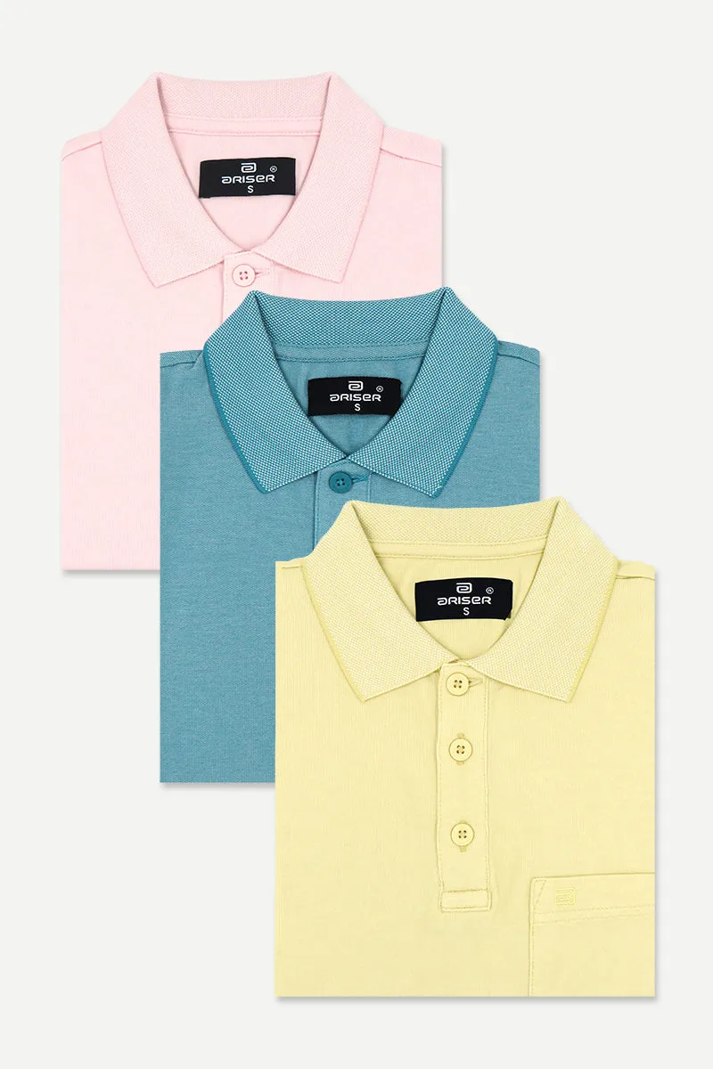 Golf Polo - Collar T-Shirts Pack Of 3 Combo For Men | Ariser