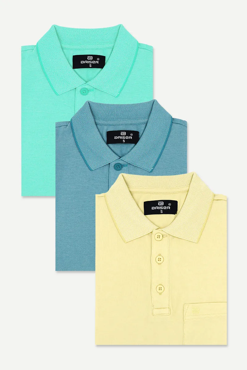 Golf Polo - Collar T-Shirts Pack Of 3 Combo For Men | Ariser