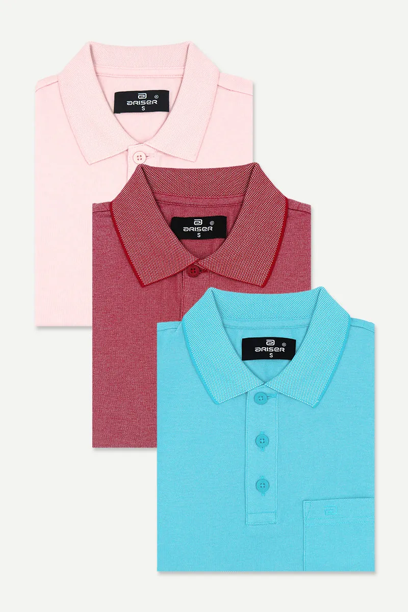 Golf Polo - Collar T-Shirts Pack Of 3 Combo For Men | Ariser