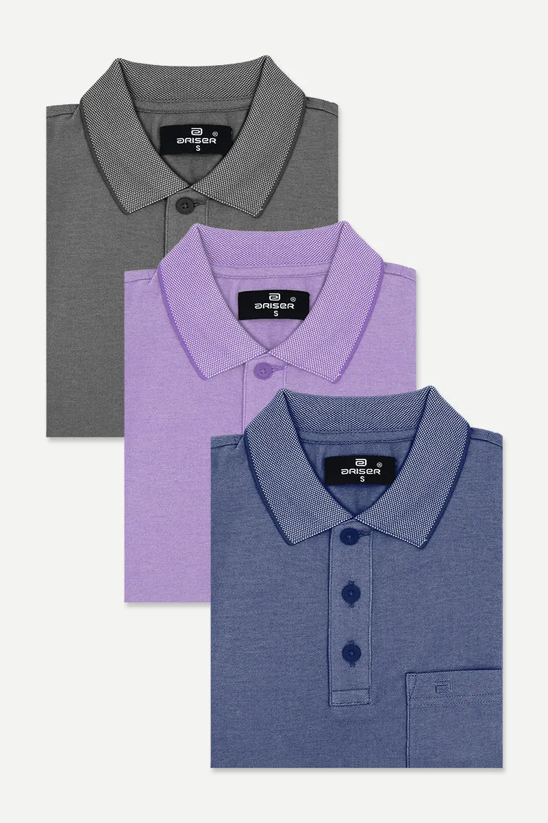 Golf Polo - Collar T-Shirts Pack Of 3 Combo For Men | Ariser