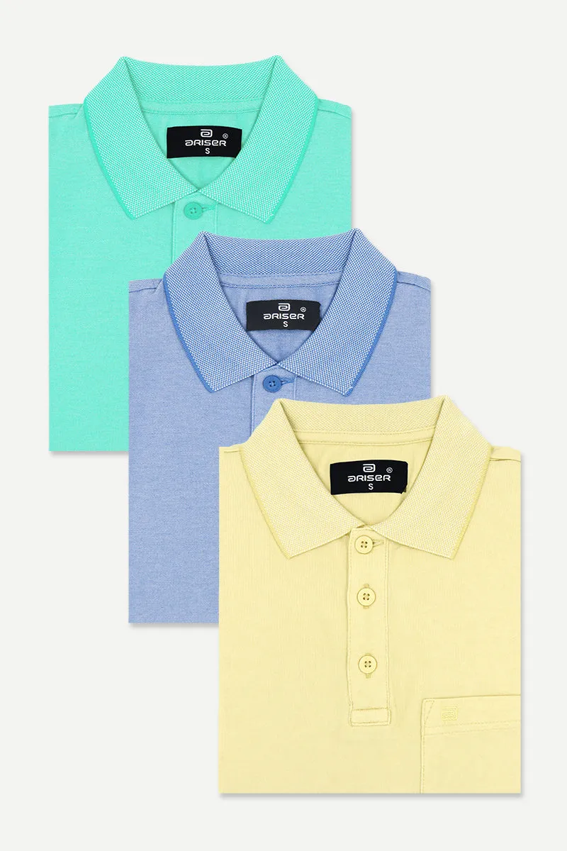 Golf Polo - Collar T-Shirts Pack Of 3 Combo For Men | Ariser