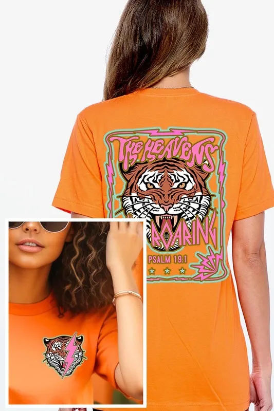 Heavens Roaring Tiger Front Back Graphic T Shirts