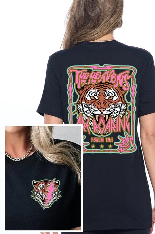 Heavens Roaring Tiger Front Back Graphic T Shirts