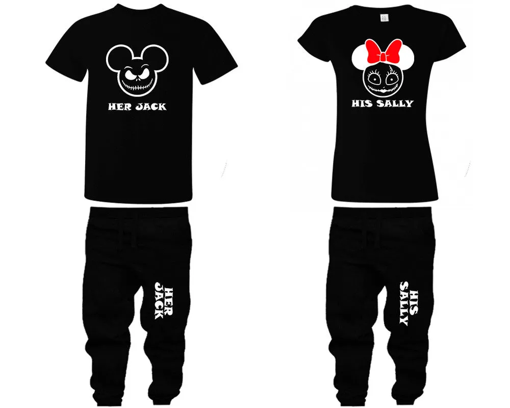 Her Jack His Sally Couple Matching T Shirts and Jogger Pants