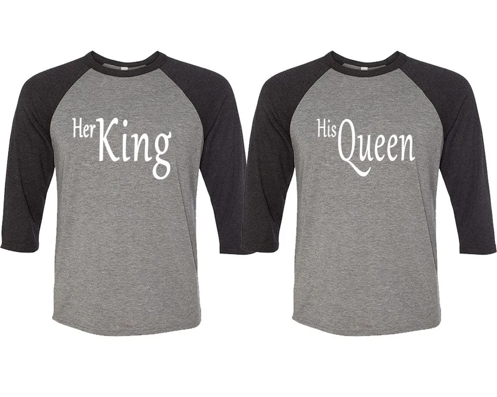 Her King His Queen Couple Matching Baseball T Shirts