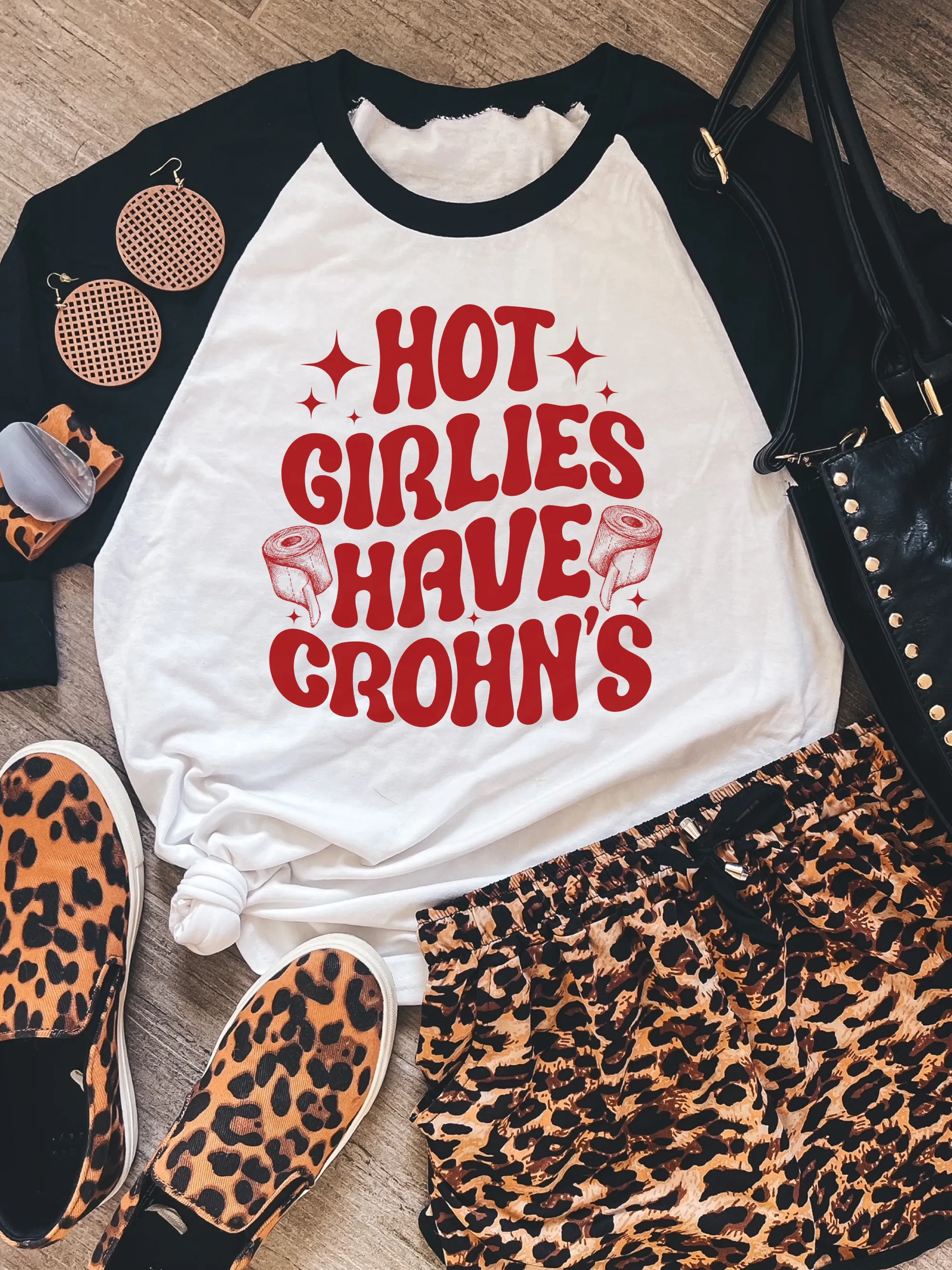 Hot Girlies Have Crohn's ~ Unisex T-shirts, Sweatshirts, Raglans and Tank Tops Relaxed Fit Printed In The USA