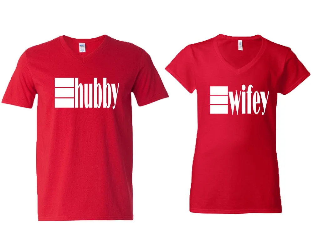 Hubby Wifey Couple Matching V-Neck T-Shirts