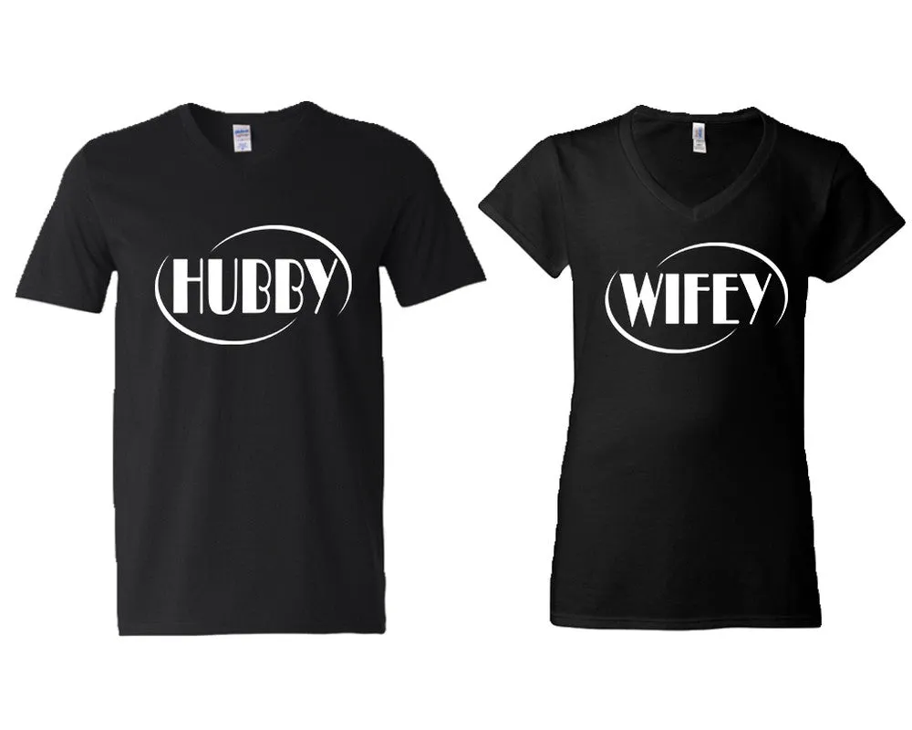 Hubby Wifey Couple Matching V-Neck T-Shirts