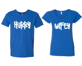 Hubby Wifey Couple Matching V-Neck T-Shirts