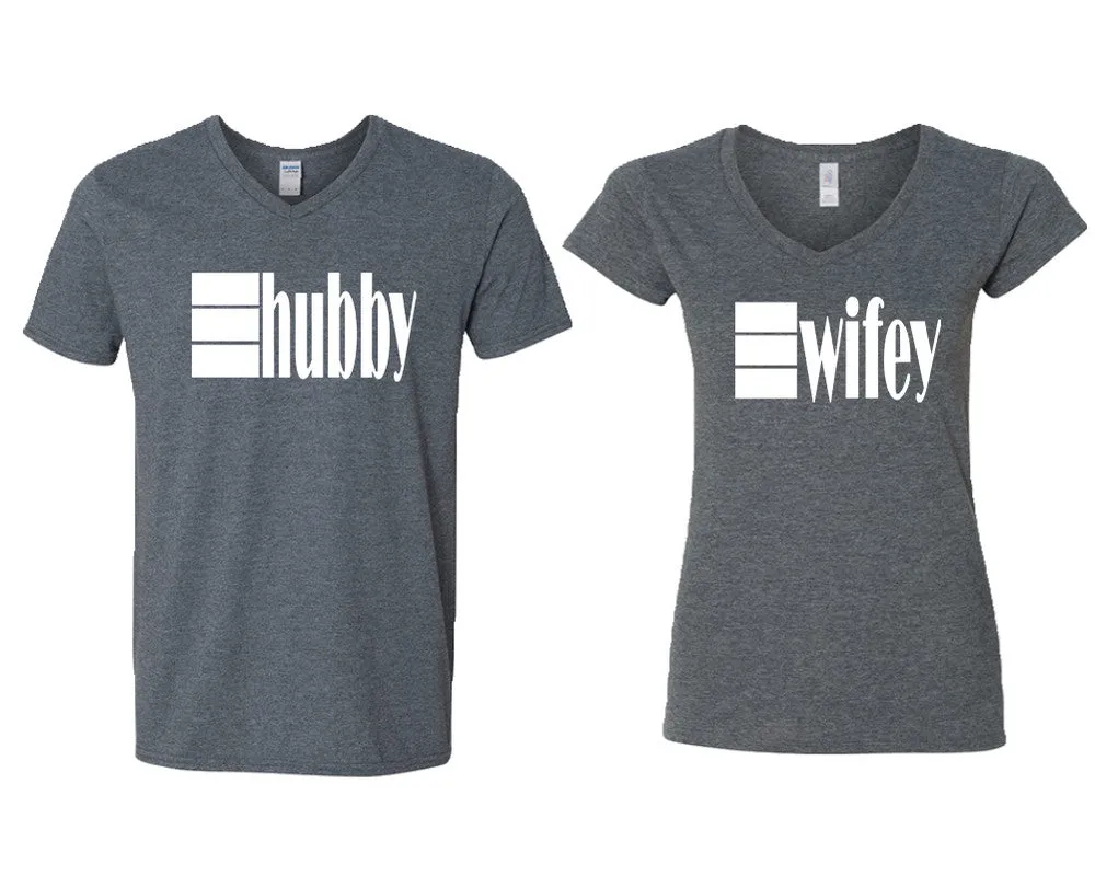 Hubby Wifey Couple Matching V-Neck T-Shirts