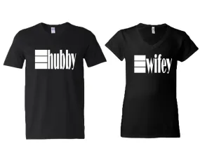 Hubby Wifey Couple Matching V-Neck T-Shirts