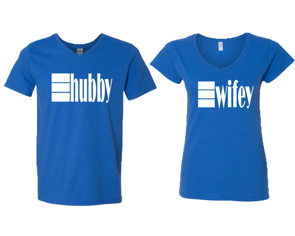 Hubby Wifey Couple Matching V-Neck T-Shirts