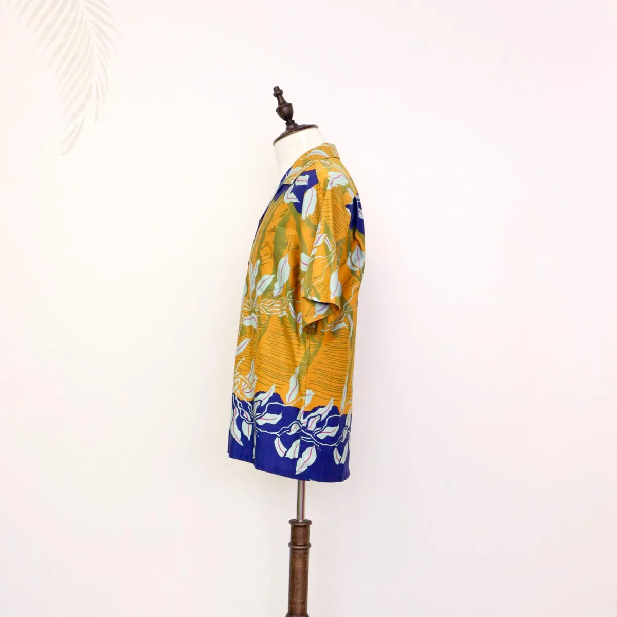 Koolau Mountain and Maile Lei Prints Aloha Shirts | Yellow & Blue