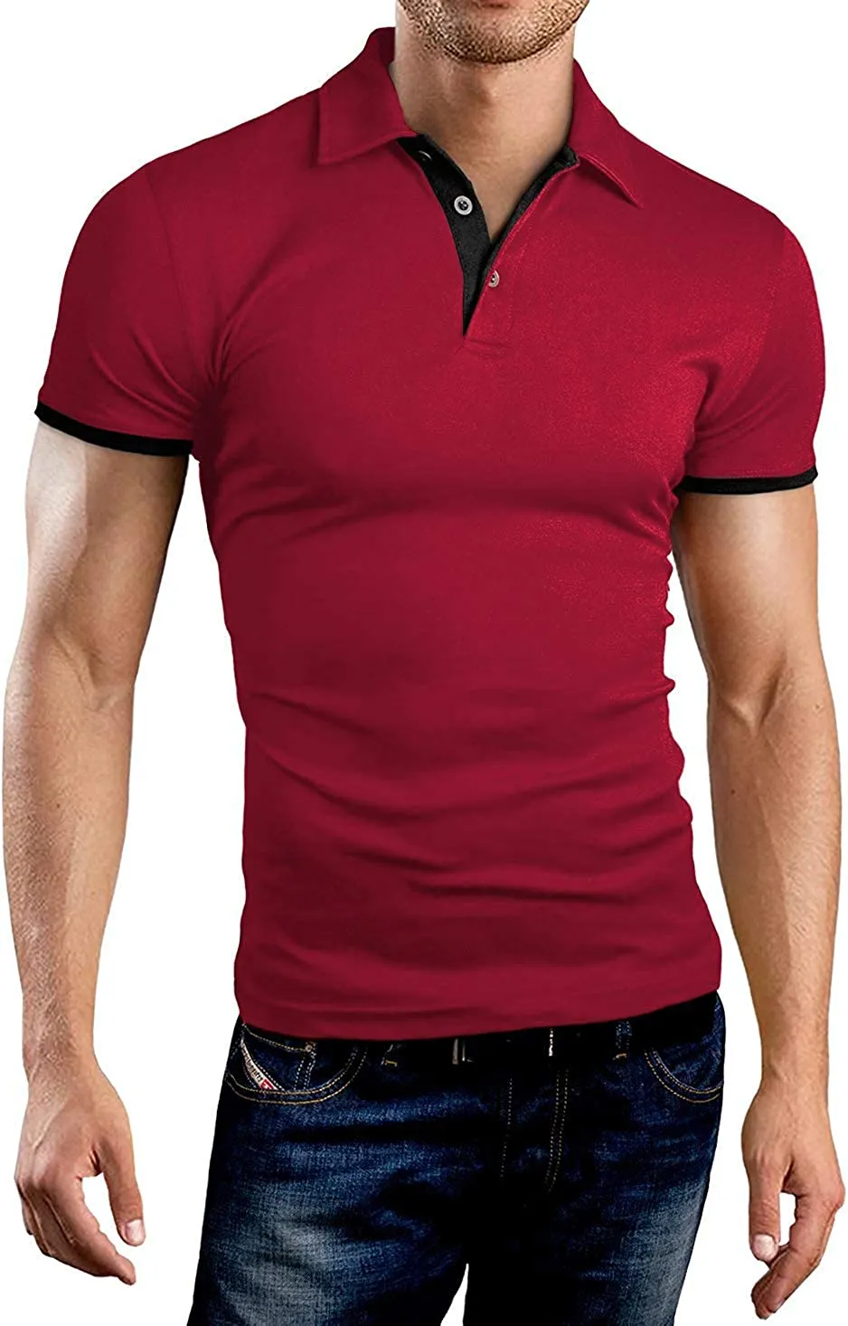 KUYIGO Men's Short & Long Sleeve Polo Shirts Casual Slim Fit Basic Designed Cotton Shirts