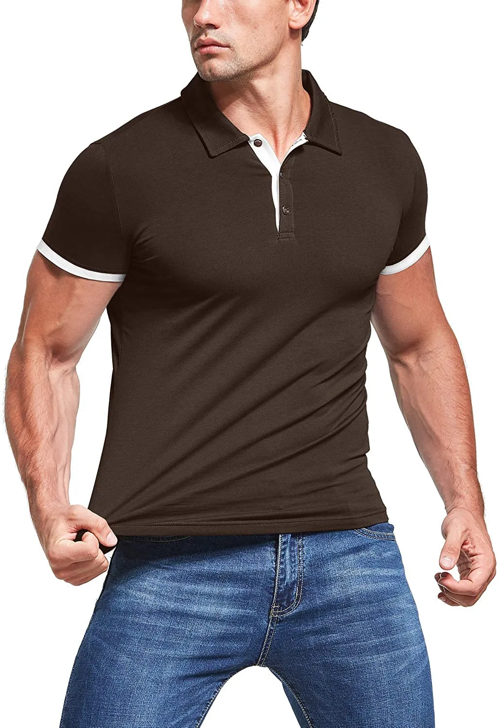 KUYIGO Men's Short & Long Sleeve Polo Shirts Casual Slim Fit Basic Designed Cotton Shirts