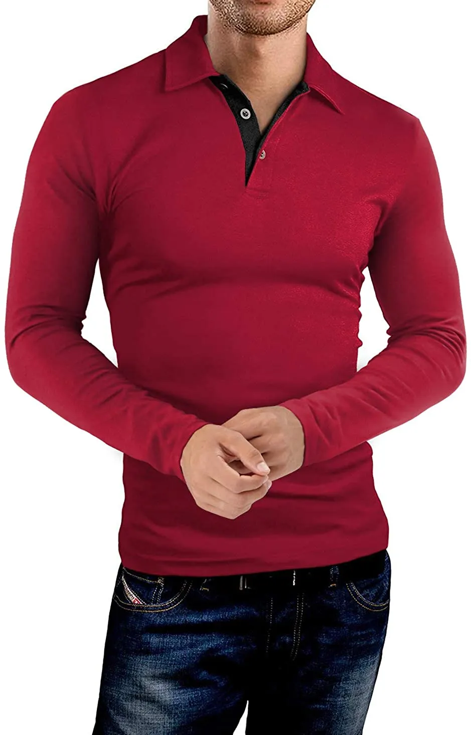 KUYIGO Men's Short & Long Sleeve Polo Shirts Casual Slim Fit Basic Designed Cotton Shirts