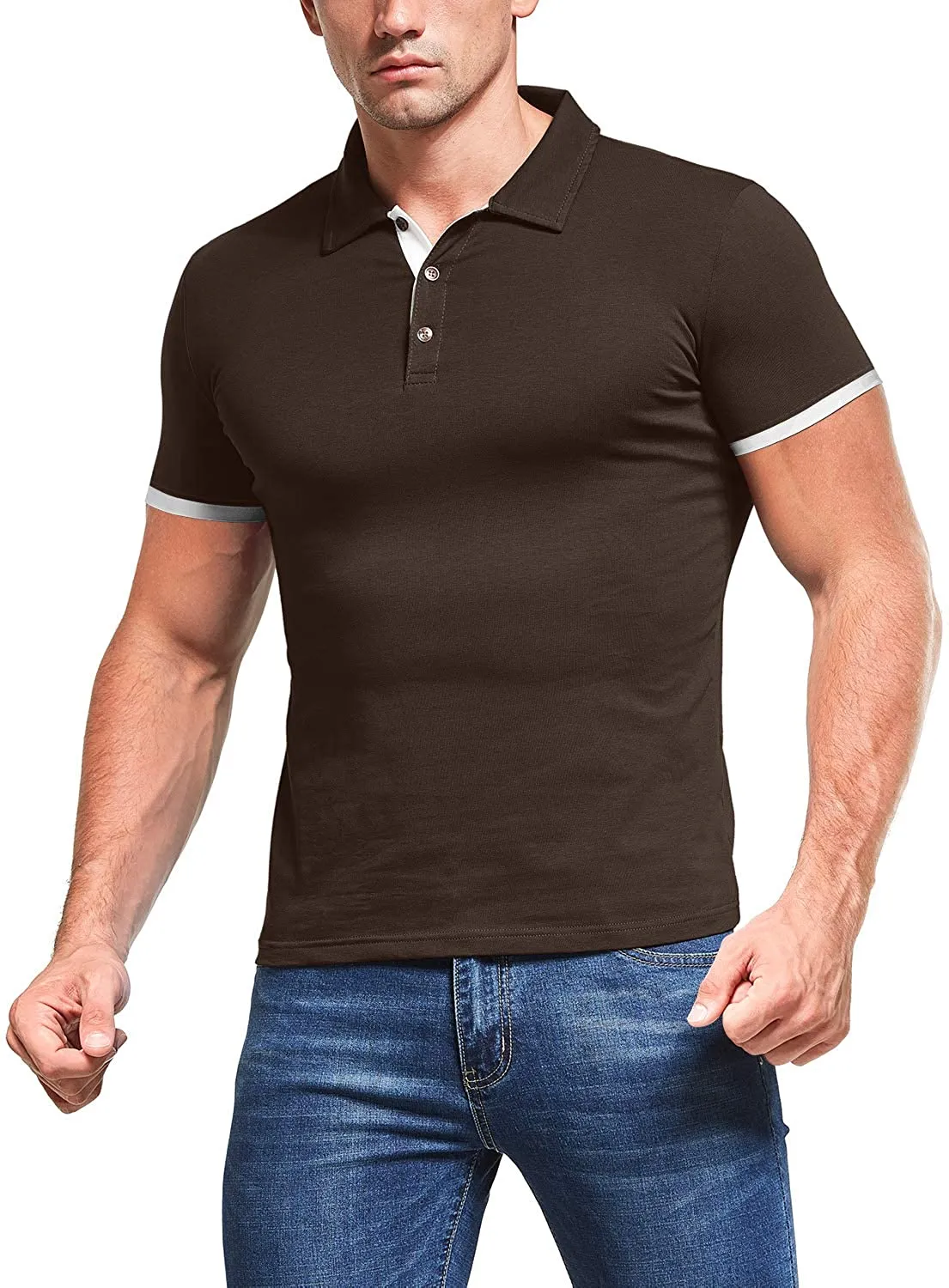 KUYIGO Men's Short & Long Sleeve Polo Shirts Casual Slim Fit Basic Designed Cotton Shirts