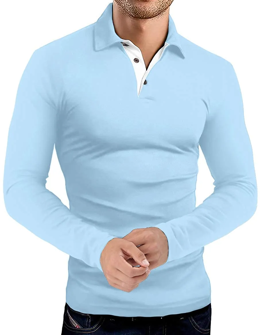 KUYIGO Men's Short & Long Sleeve Polo Shirts Casual Slim Fit Basic Designed Cotton Shirts