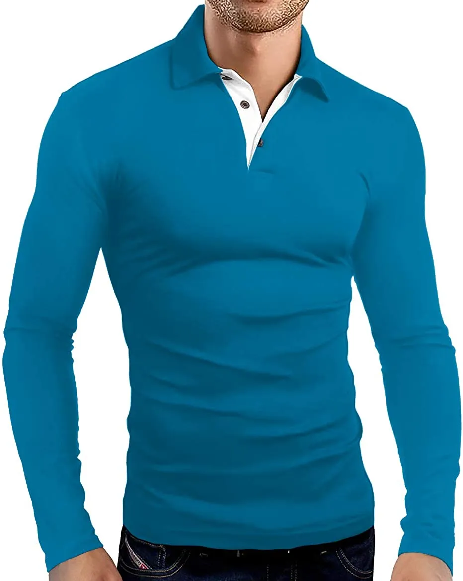 KUYIGO Men's Short & Long Sleeve Polo Shirts Casual Slim Fit Basic Designed Cotton Shirts