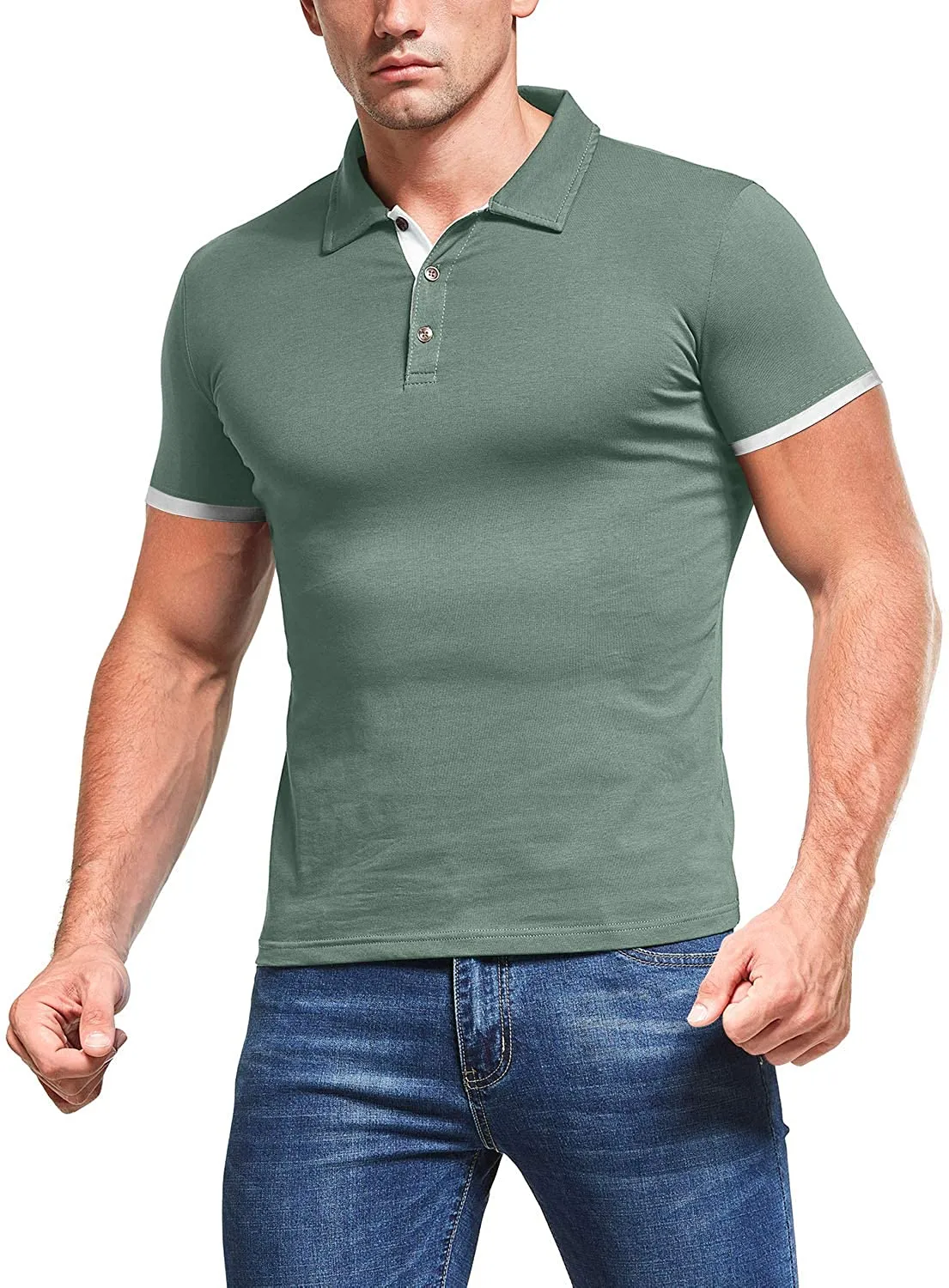 KUYIGO Men's Short & Long Sleeve Polo Shirts Casual Slim Fit Basic Designed Cotton Shirts